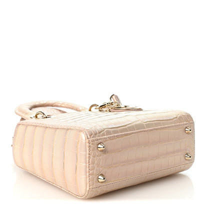 Christian Dior Metallic Alligator Small Lady Dior Rose 4 of 9