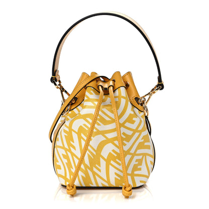Fendi X SARAH COLEMAN Glazed Canvas Vitello King F is Fendi FF Vertigo Mini Mon Tresor Bucket Bag Mimosa White 1 of 8
