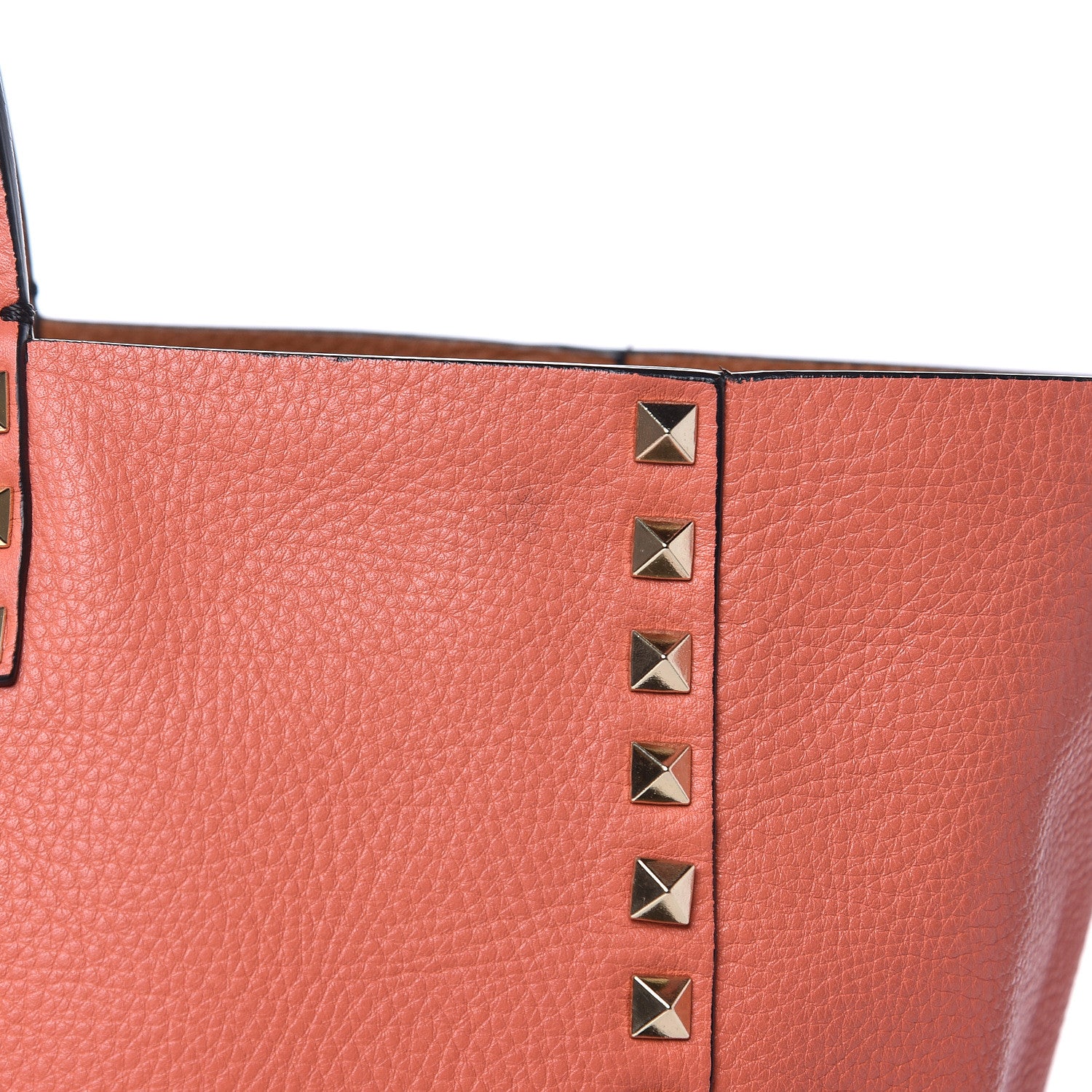 Valentino Garavani Pebbled Calfskin Medium Rockstud Reversible Tote Light Cuir Coral 17 of 18