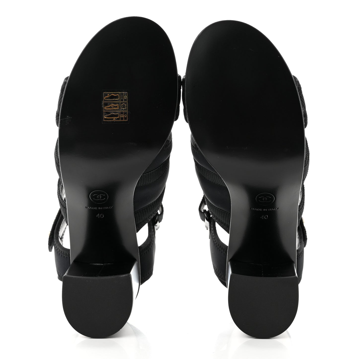 Fabric Metal CC Logo Sandals 40 Black