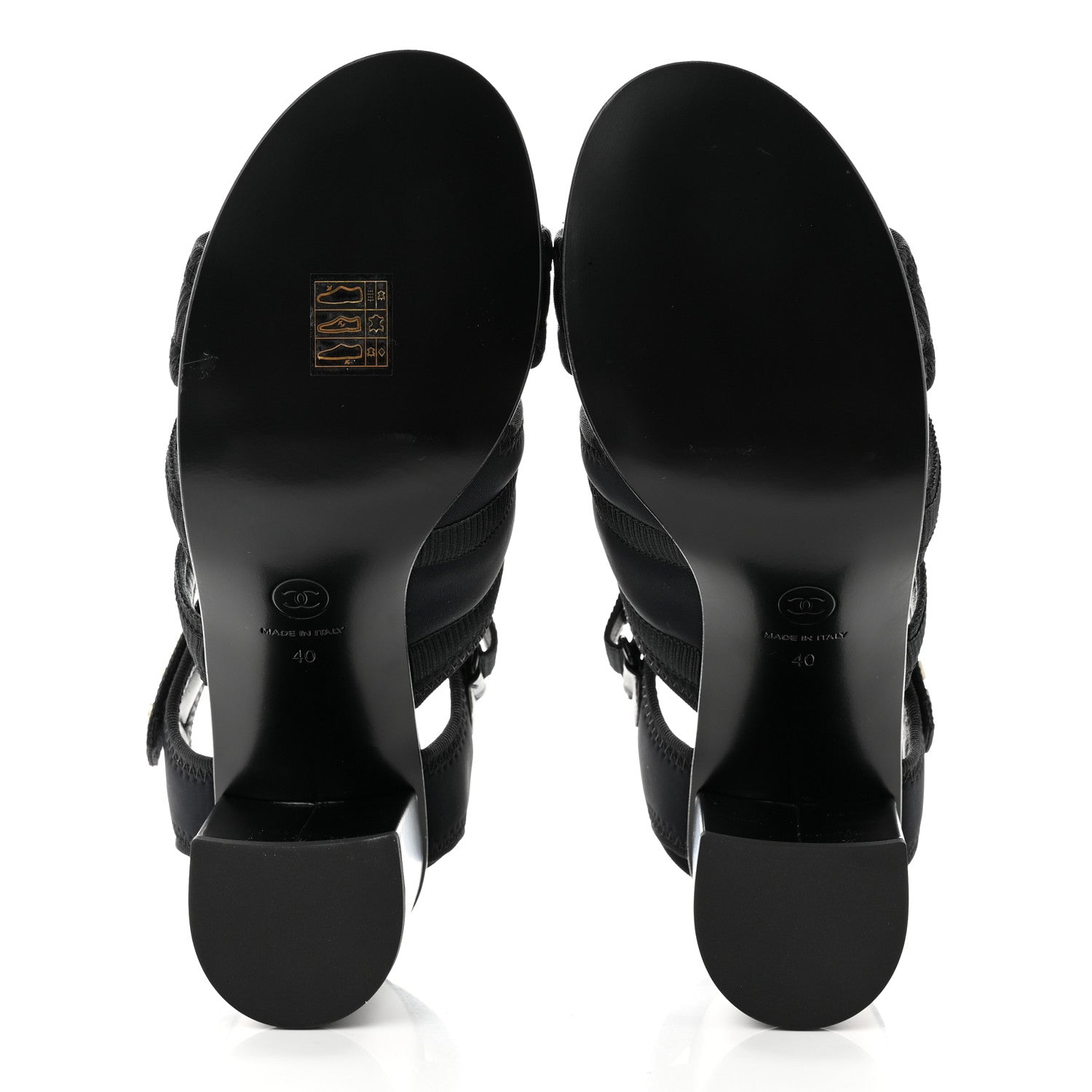 Chanel Fabric Metal CC Logo Sandals 40 Black 5 of 7