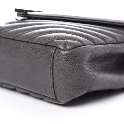 Saint Laurent Sheepskin Matelasse Chevron Monogram Medium College Bag Light Coal 7 of 8