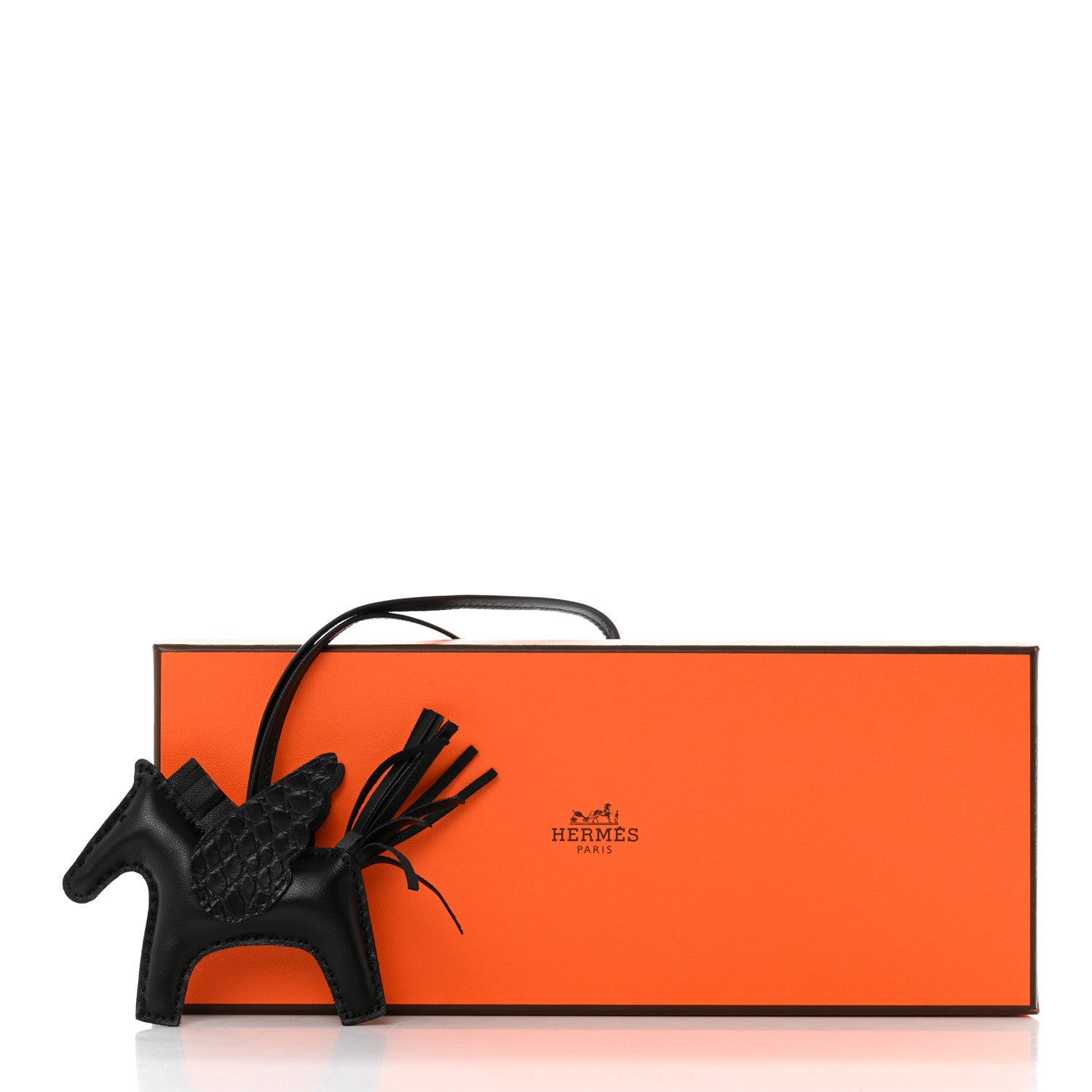 Hermes Milo Lambskin Matte Alligator Touch Grigri Rodeo Pegase Horse Bag Charm PM Black 5 of 5