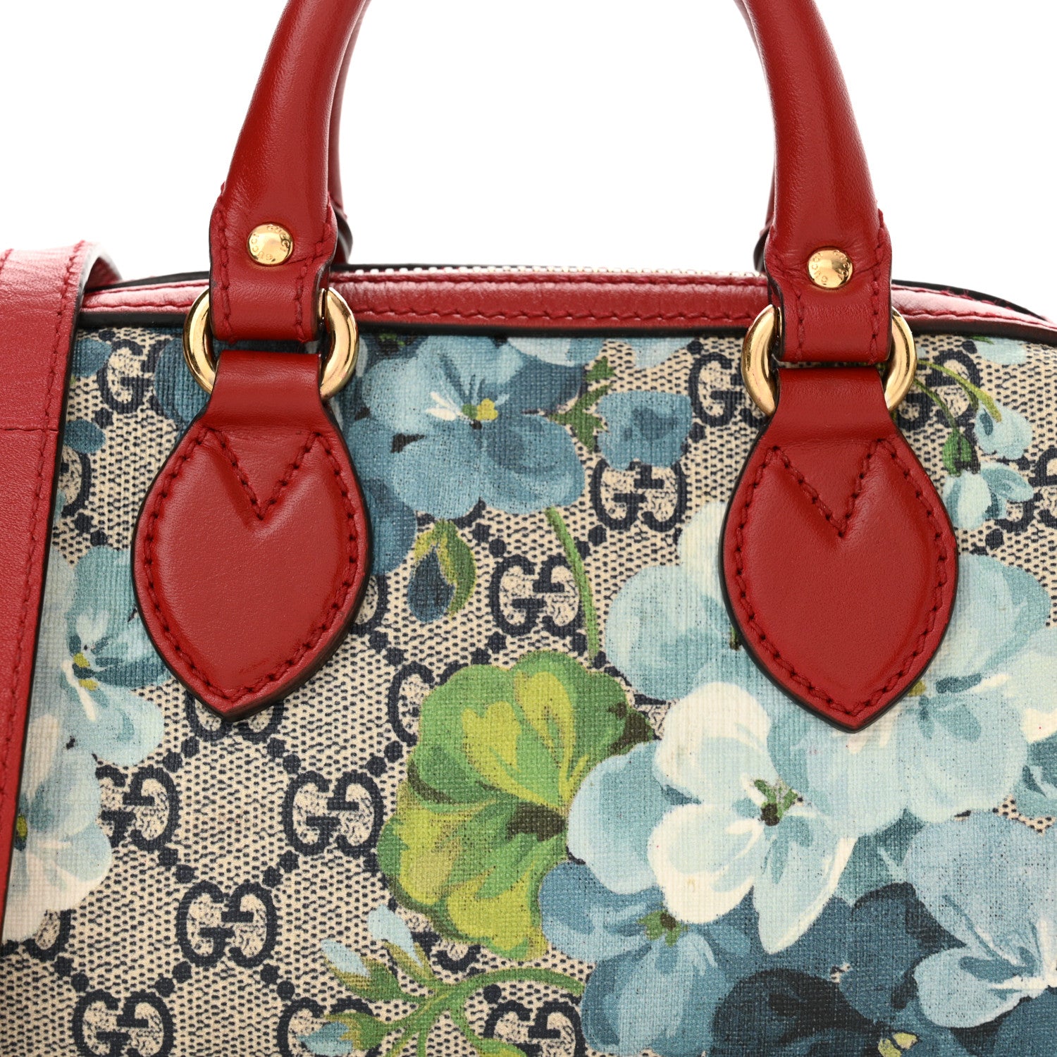 Gucci GG Supreme Monogram Blooms Mini Boston Navy Blue Hibiscus 8 of 11