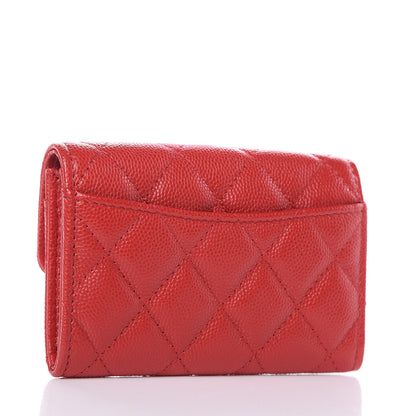Chanel Caviar Quilted Flap Card Holder Wallet Red 3 of 8