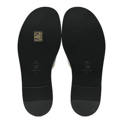 Chanel Calfskin Embroidered CC Sandal Mule 38 Black 5 of 9