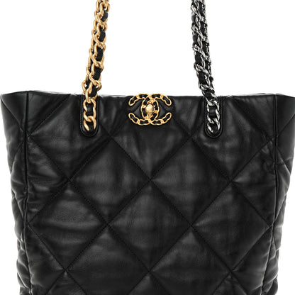 Chanel Lambskin Quilted Chanel 19 Shopping Bag Black 8 of 10