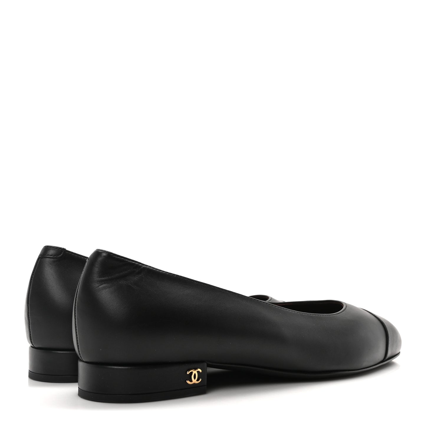 Lambskin Cap Toe Ballerina Flats 39 Black