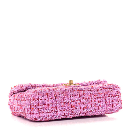 Chanel Tweed Enamel Quilted Mini Pending CC Square Flap Light Purple Pink Red 4 of 11