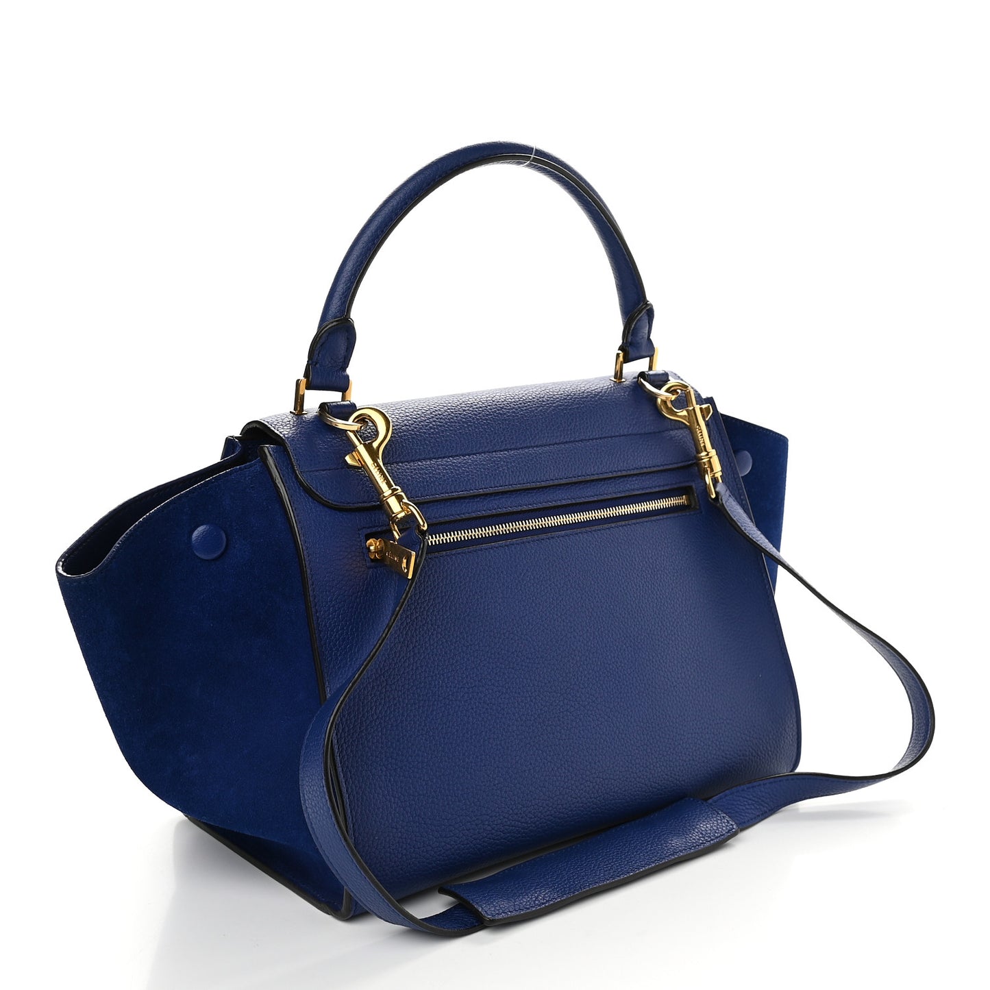 Drummed Calfskin Suede Small Trapeze Indigo