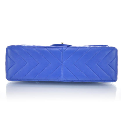 Chanel Lambskin Chevron Jumbo Flap Blue Roi 5 of 10