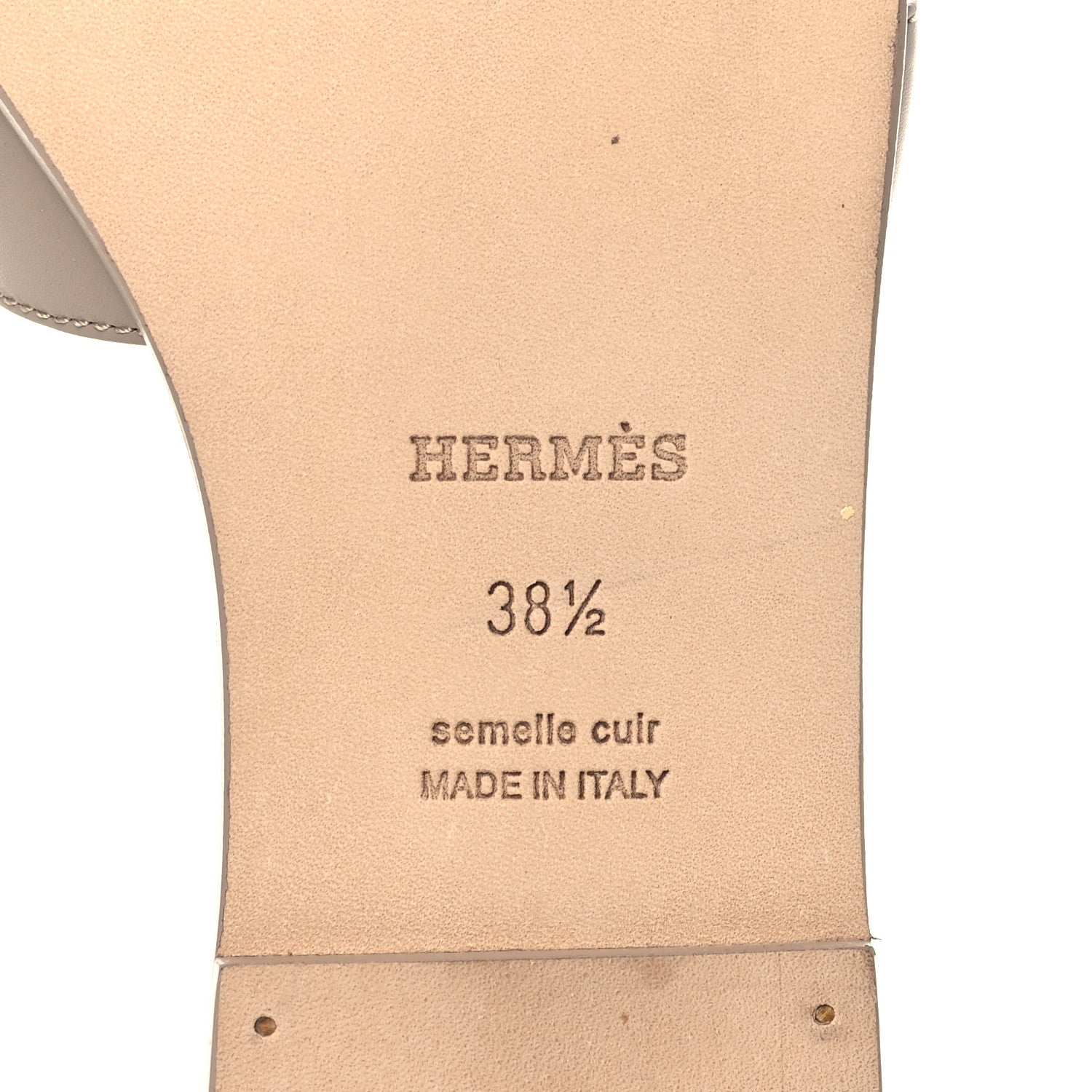 Hermes Box Calfskin Oran Sandals 38.5 Beige Mastic 6 of 9