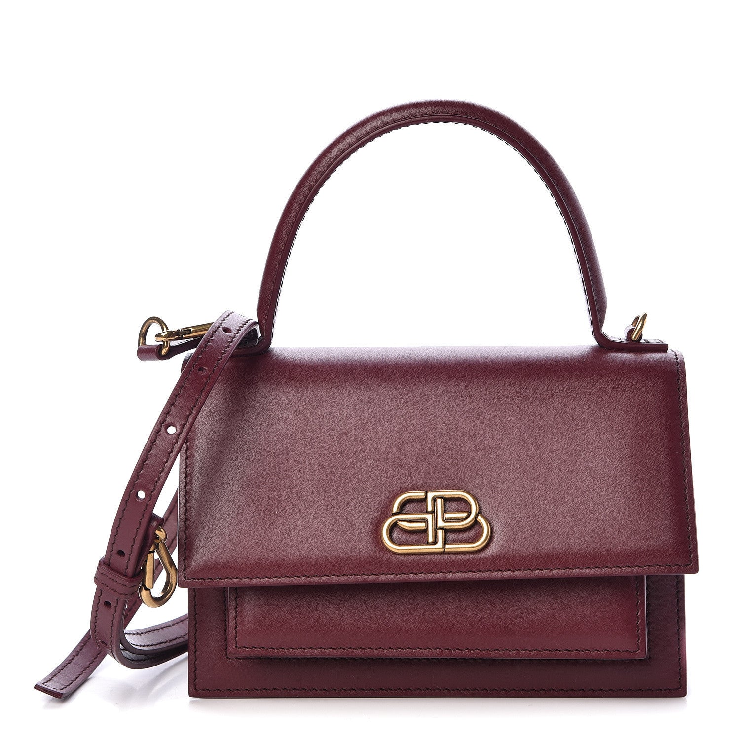 Balenciaga Box Calfskin XS Sharp Top Handle Bag Burgundy 1 of 9