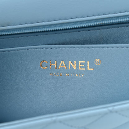 Chanel Lambskin Quilted Mini Rectangular Flap Light Blue 5 of 9