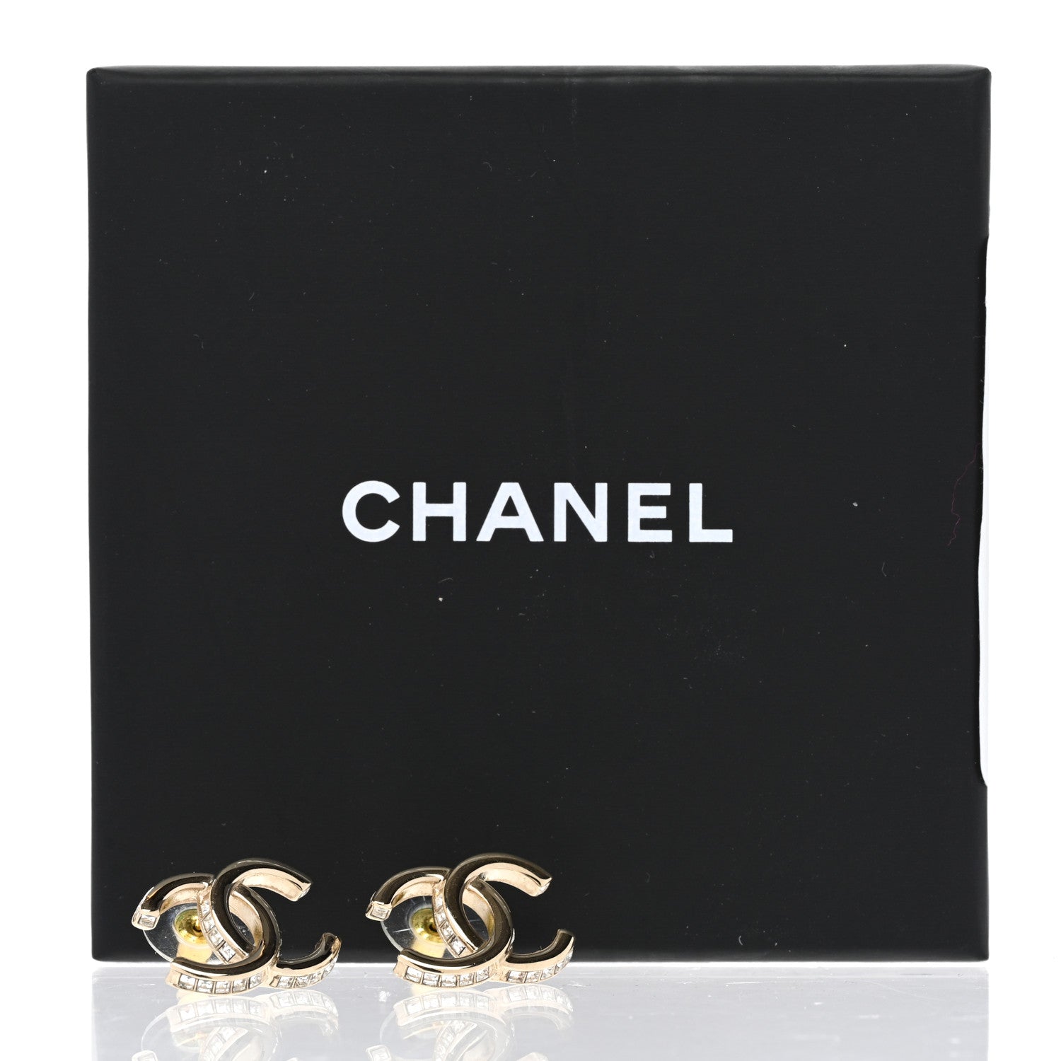 Chanel Metal Baguette Crystal CC Earrings Gold 6 of 6