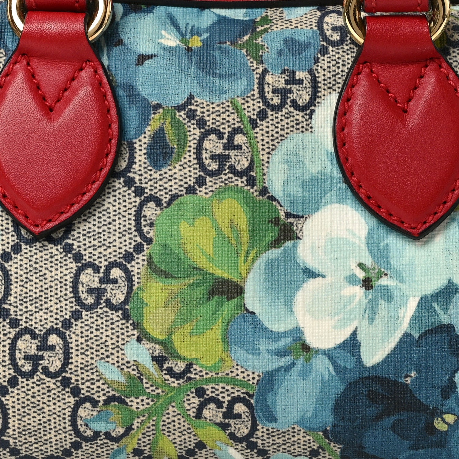 Gucci GG Supreme Monogram Blooms Mini Boston Navy Blue Hibiscus 8 of 16