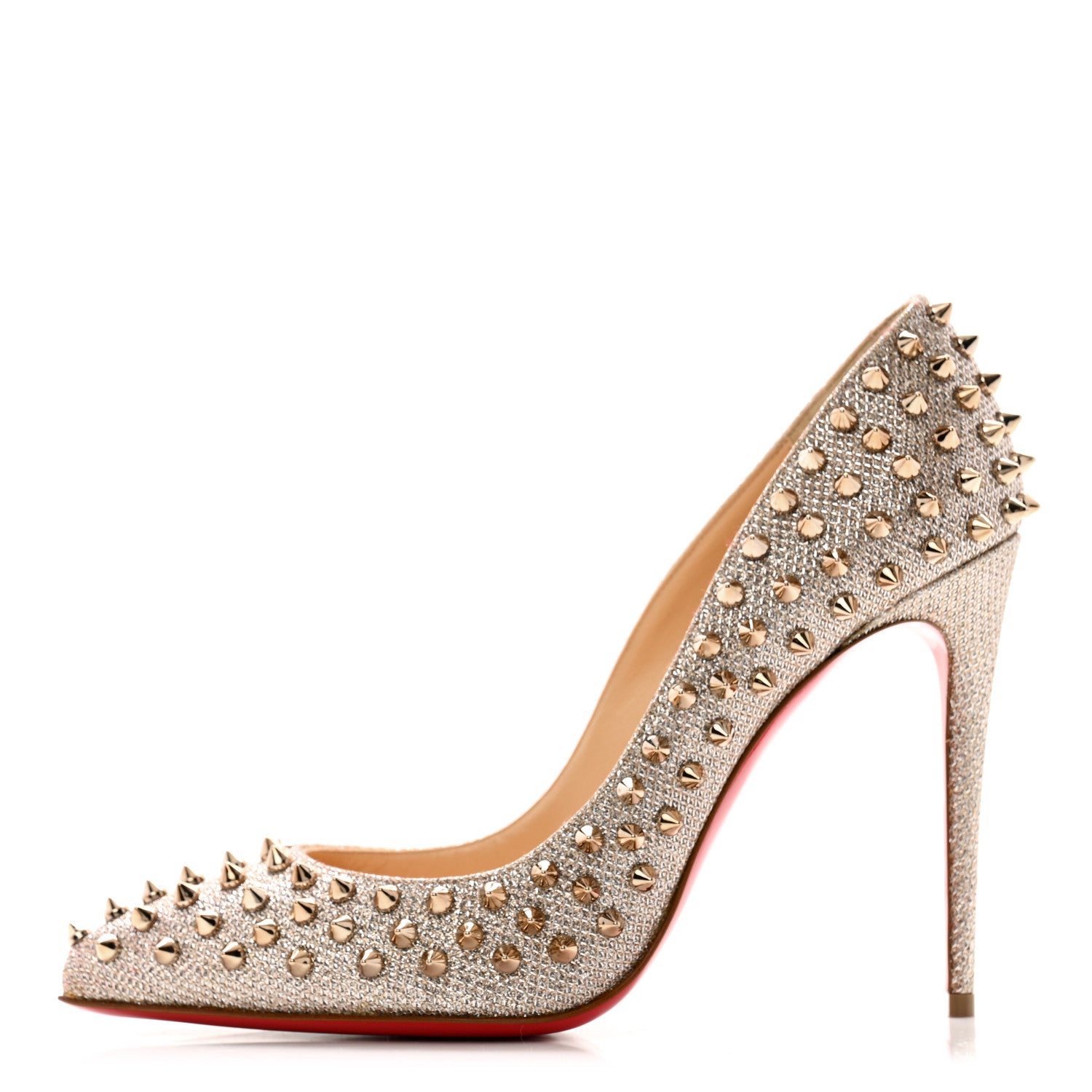 Christian Louboutin Glitter Mini Specchio Follies Spikes 120 Pumps 39 Ivory Colombe 1 of 9