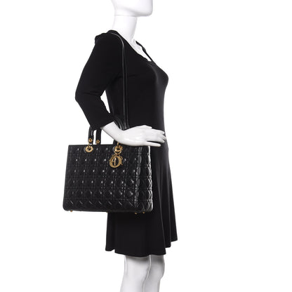 Christian Dior Lambskin Cannage Large Lady Dior Black 2 of 10