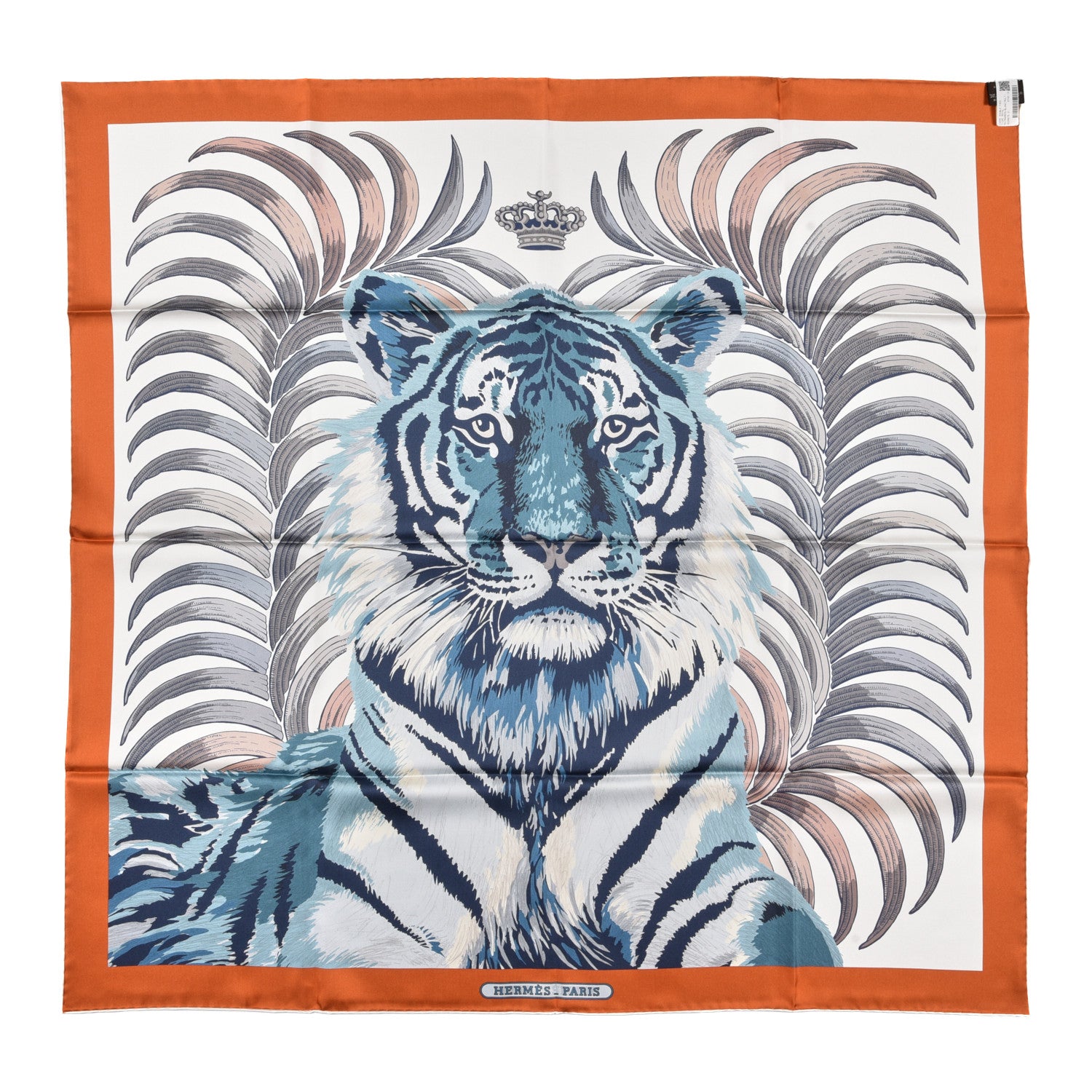 Hermes Silk Tiger Royal Double Face Scarf 90 Marron White Multicolor 2 of 5