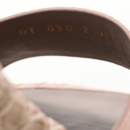 Valentino Garavani Grained Calfskin Rockstud Ankle Strap Espadrille 15/105mm Wedge Sandals 41 Rose Quartz Natural 9 of 11