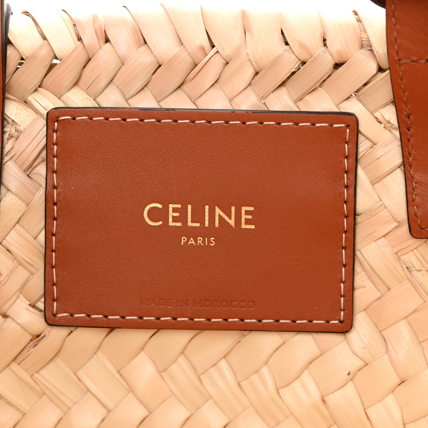 Celine Raffia Calfskin Triomphe Teen Panier Tan 6 of 9