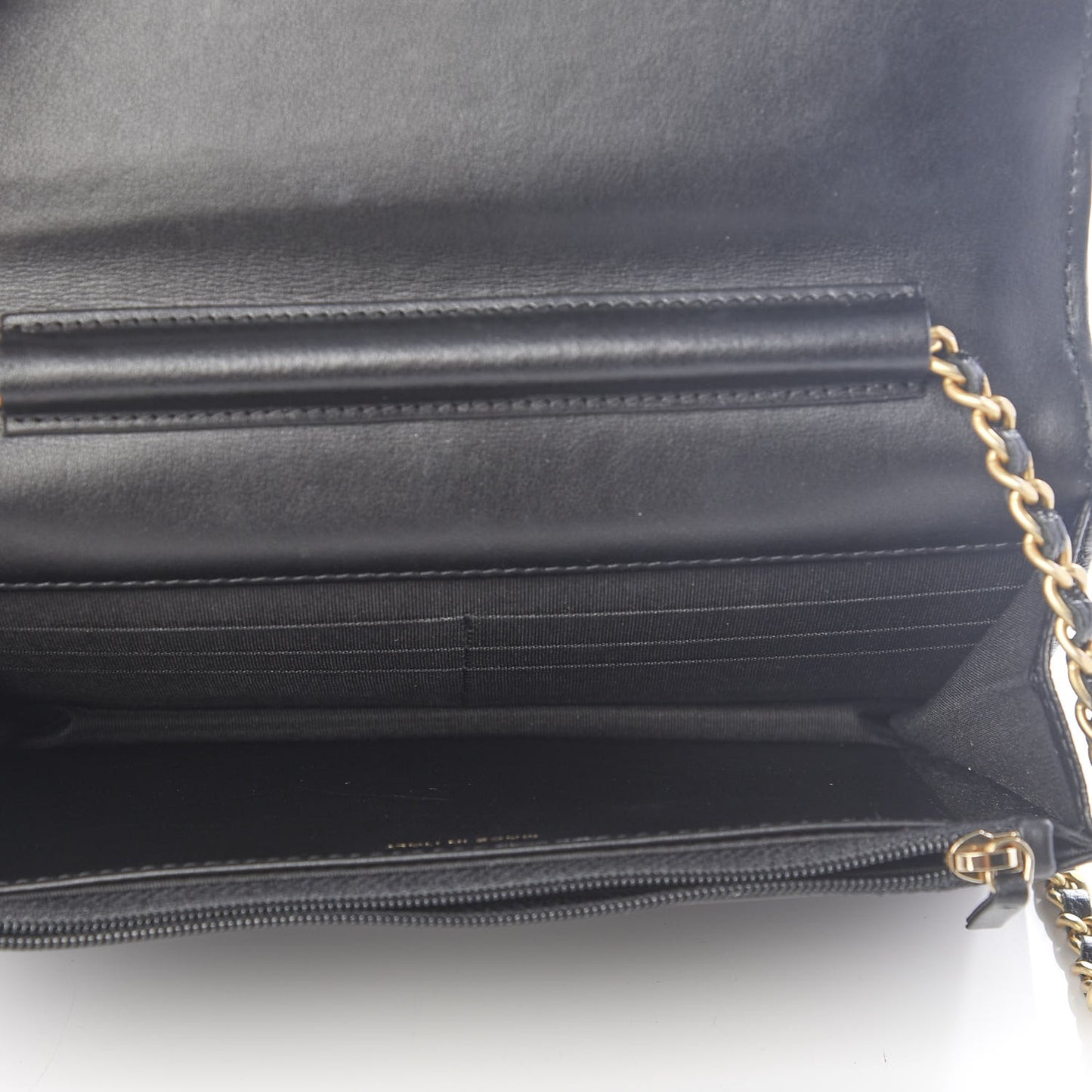Caviar Chevron Quilted Boy Wallet On Chain WOC Black