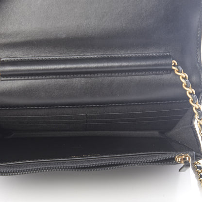 Chanel Caviar Chevron Quilted Boy Wallet On Chain WOC Black 4 of 10