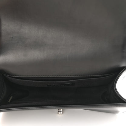 Chanel Calfskin Tweed Sequin Stitched Medium Boy Flap Black White 3 of 10