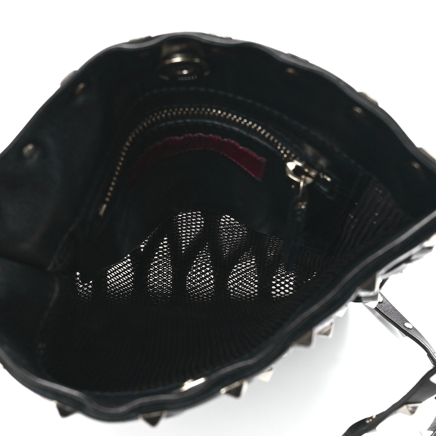 Vitello Rockstud Lattice Mesh Mini Crossbody Black