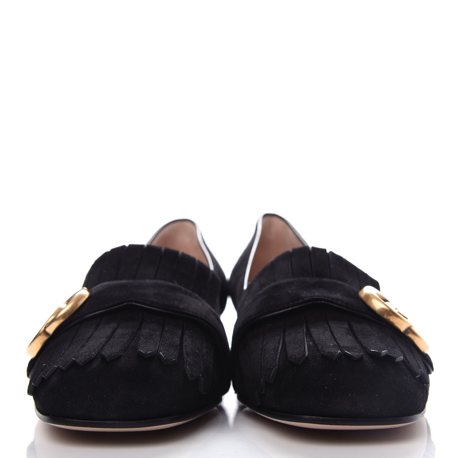 Gucci Kid Scamosciato GG Marmont Fringe 25mm Loafer Pumps 39 Black 2 of 11