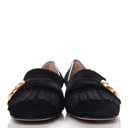 Gucci Kid Scamosciato GG Marmont Fringe 25mm Loafer Pumps 39 Black 2 of 11