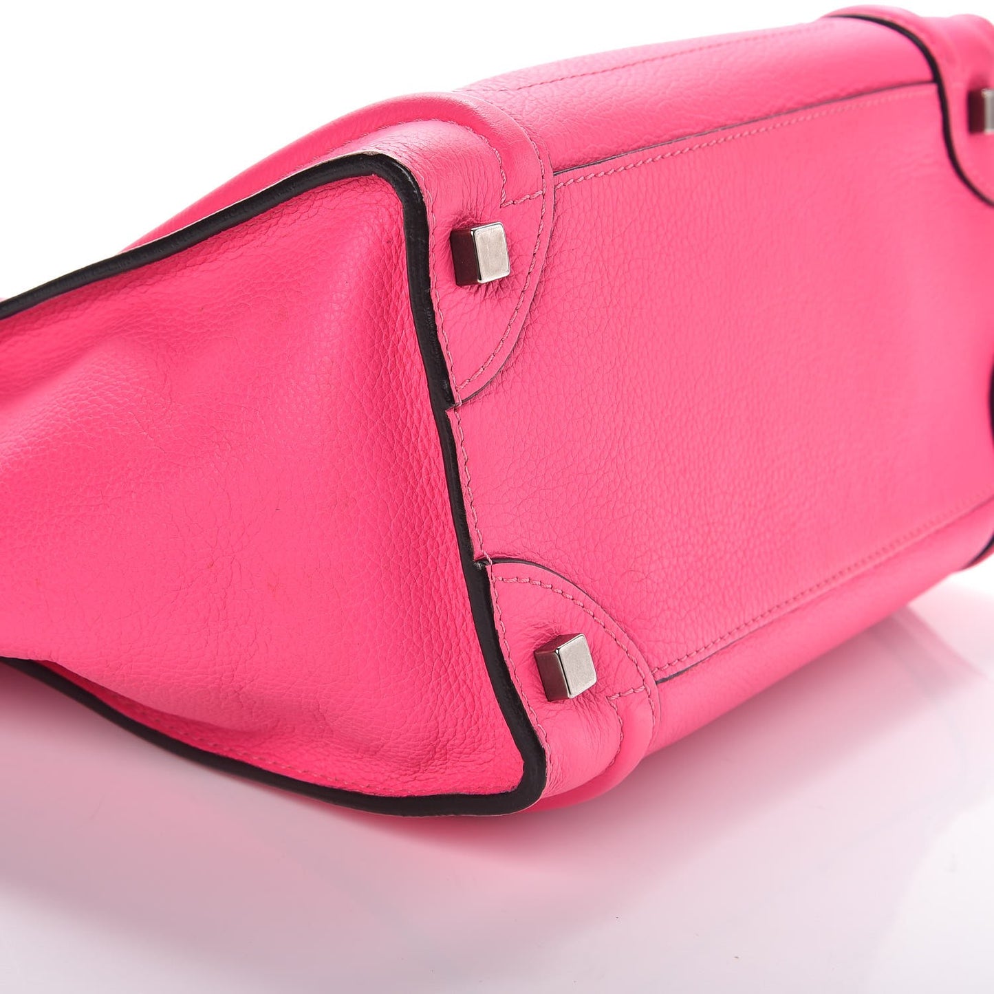 Drummed Calfskin Micro Luggage Fluo Pink
