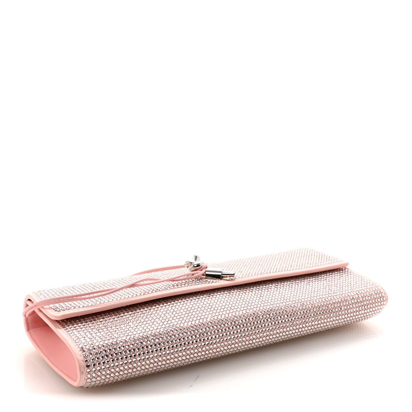 Nappa Crystal Long Andiamo Top Handle Clutch Rose
