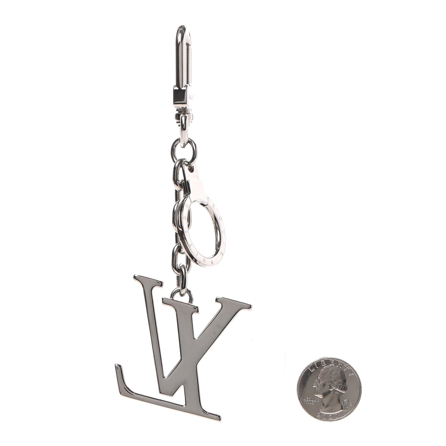 LV Facettes Bag Charm Key Holder Silver