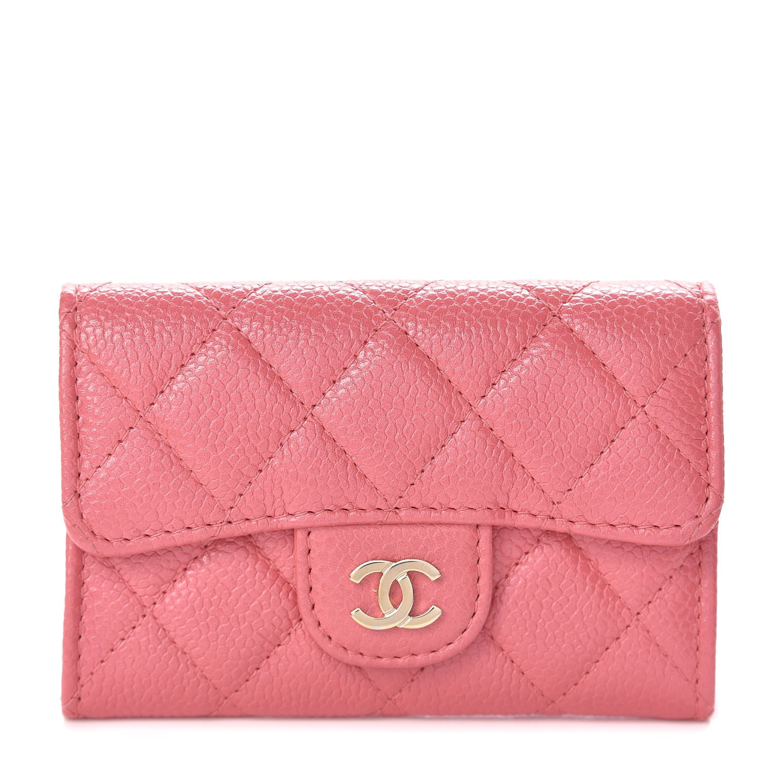 Chanel Metallic Caviar Quilted Flap Card Holder Pink 1 of 9