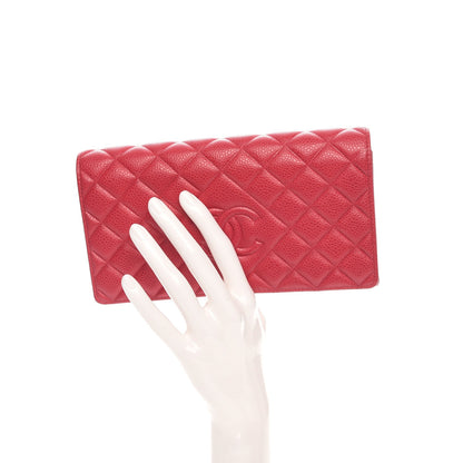 Chanel Caviar Quilted Diamond CC Large Gusset Flap Wallet Dark Pink 5 of 10
