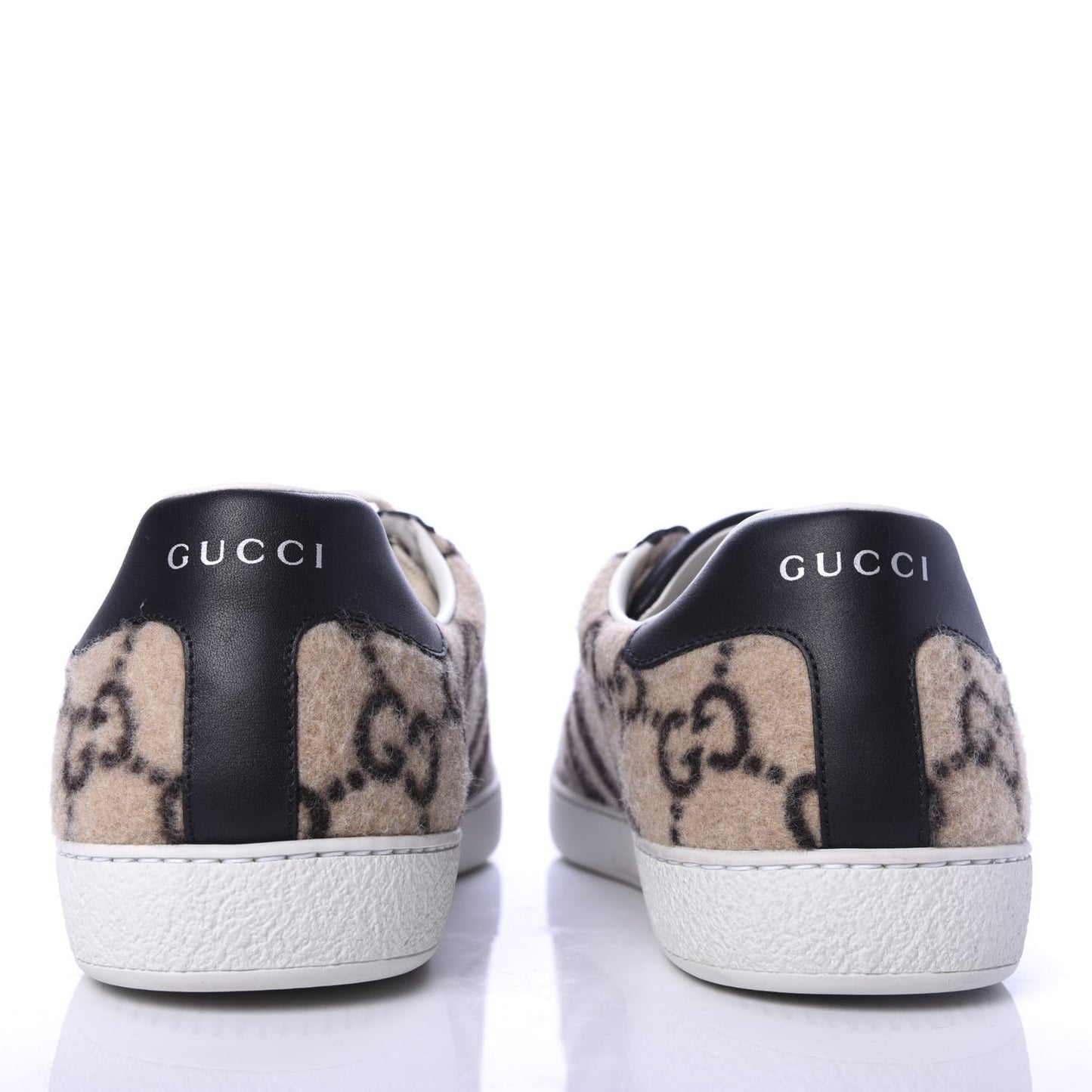 Covered Wool Big GG Monogram Mens Sneakers 11 Beige Black