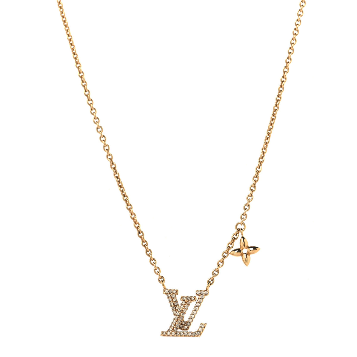 Metal Crystal LV Iconic Necklace Gold