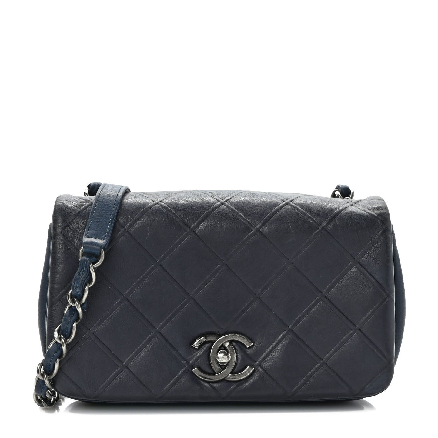 Calfskin Diamond Embossed New Chic Flap Blue