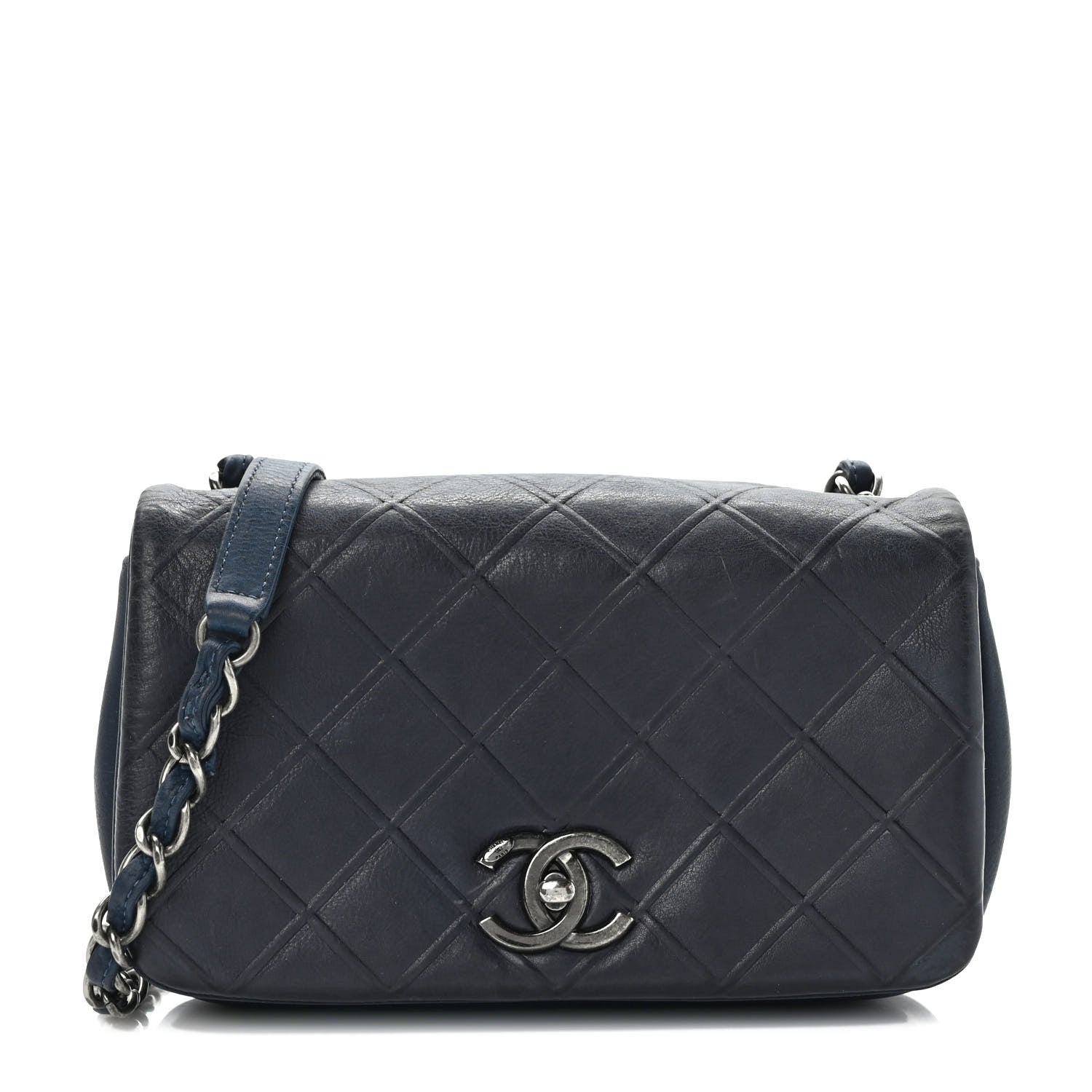 Chanel Calfskin Diamond Embossed New Chic Flap Blue 1 of 9