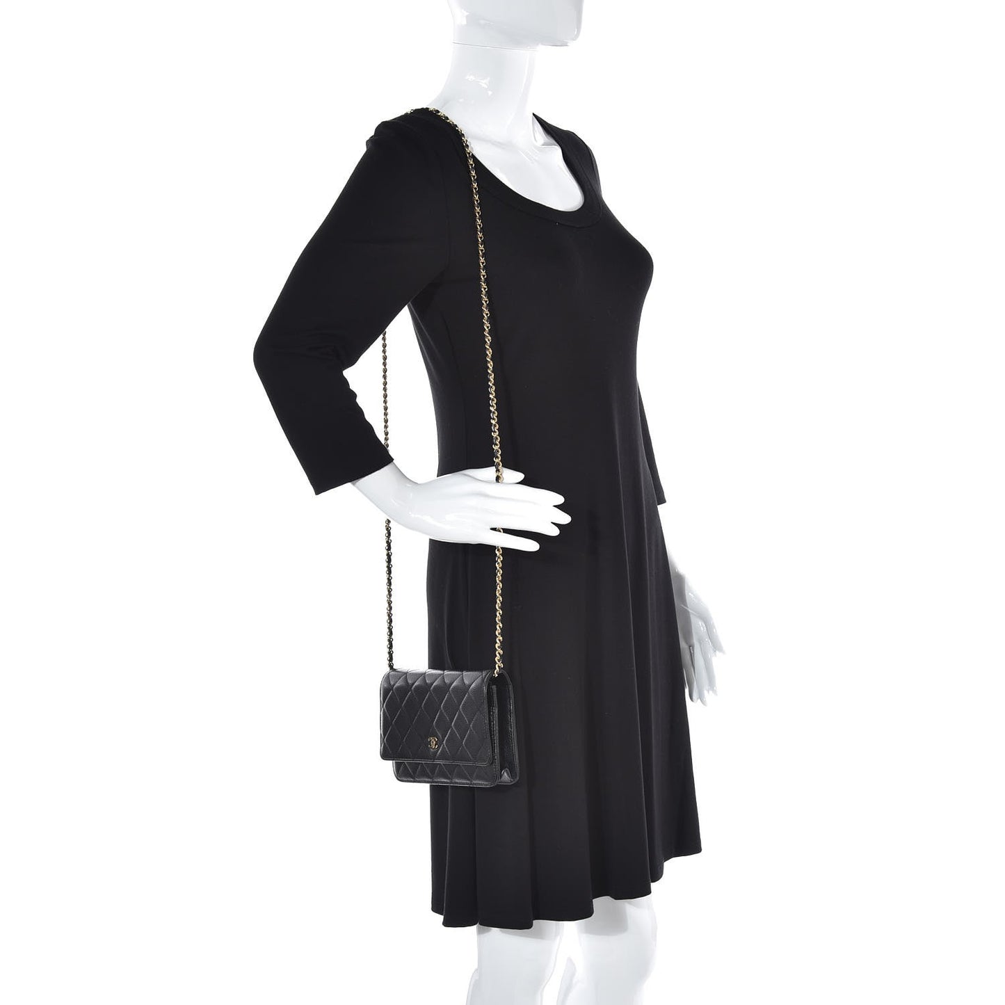 Caviar Quilted Wallet On Chain WOC Black