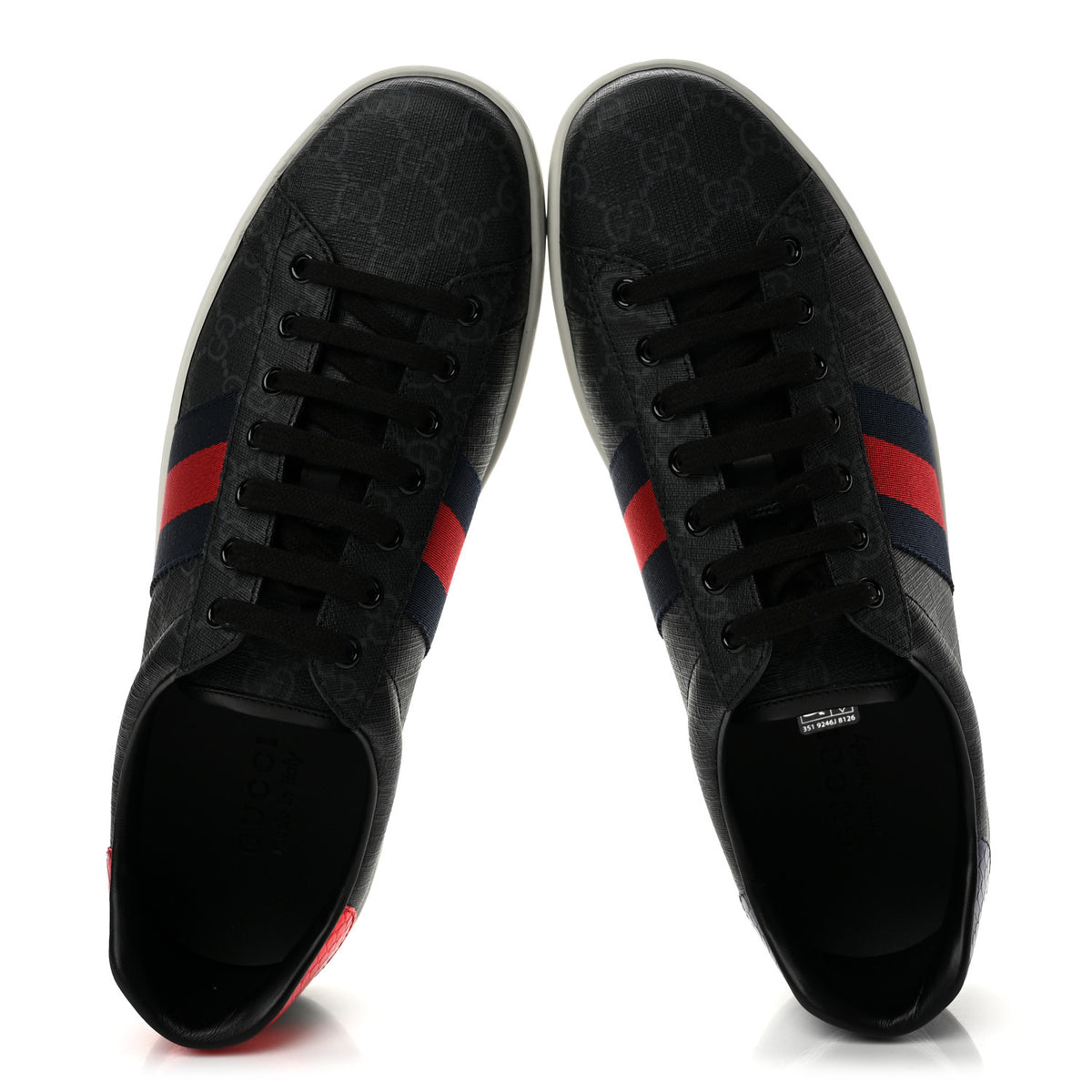 Gucci GG Supreme Monogram Ayers Web Mens New Ace Sneakers 10 Black 2 of 10