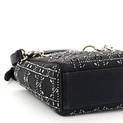 Christian Dior Satin Crystal Cannage Mini Lady Dior Navy 9 of 10
