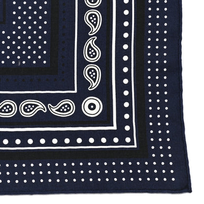 Hermes Cashmere Silk Les Cles Bandana Shawl 140 Marine Black White 4 of 6
