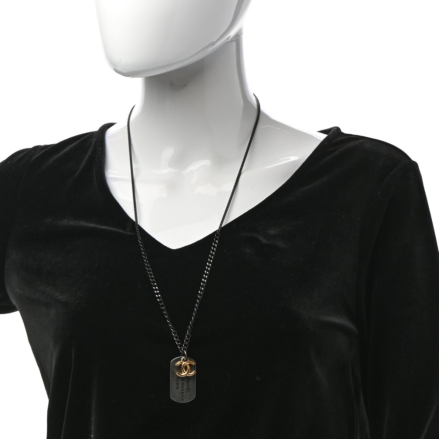 Ruthenium ID Dog Tag Charm Necklace Silver Gold