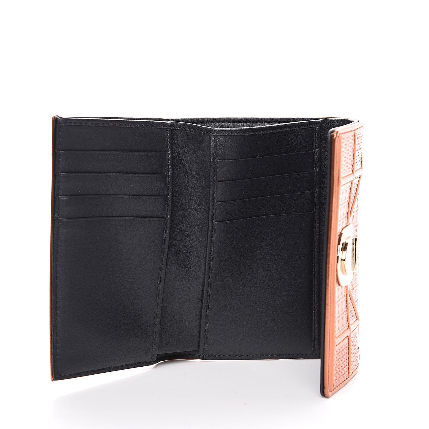 Metallic Patent Micro-Cannage Diorama Elancee Wallet Orange