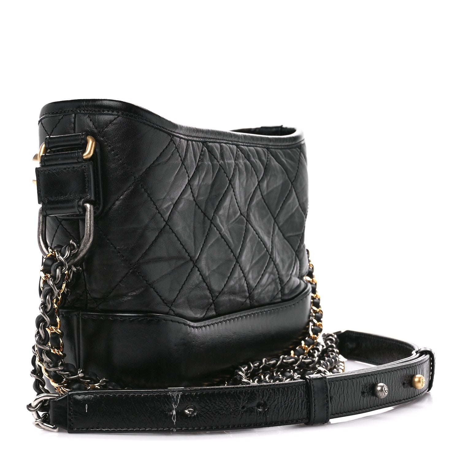 Chanel Aged Calfskin Quilted Small Gabrielle Hobo Black 3 of 12