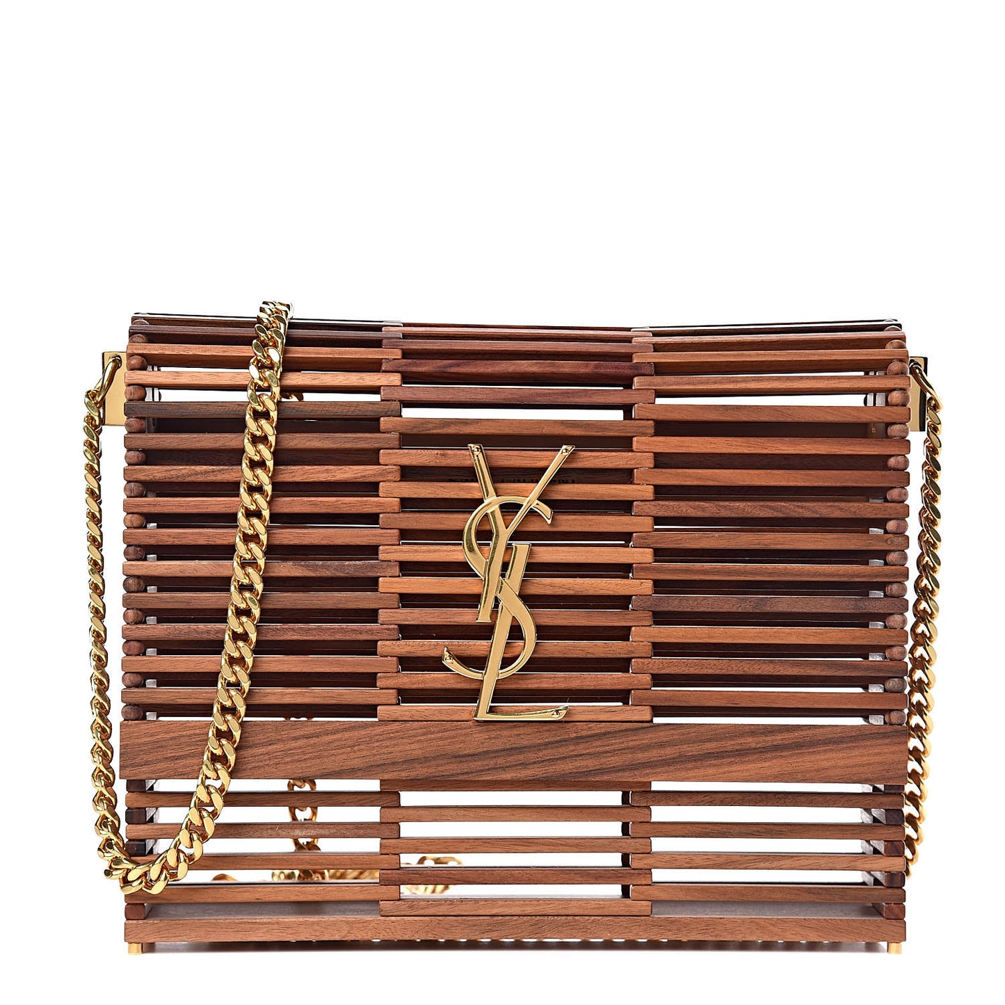 Wood Small Monogram Kate Box Bag Brown