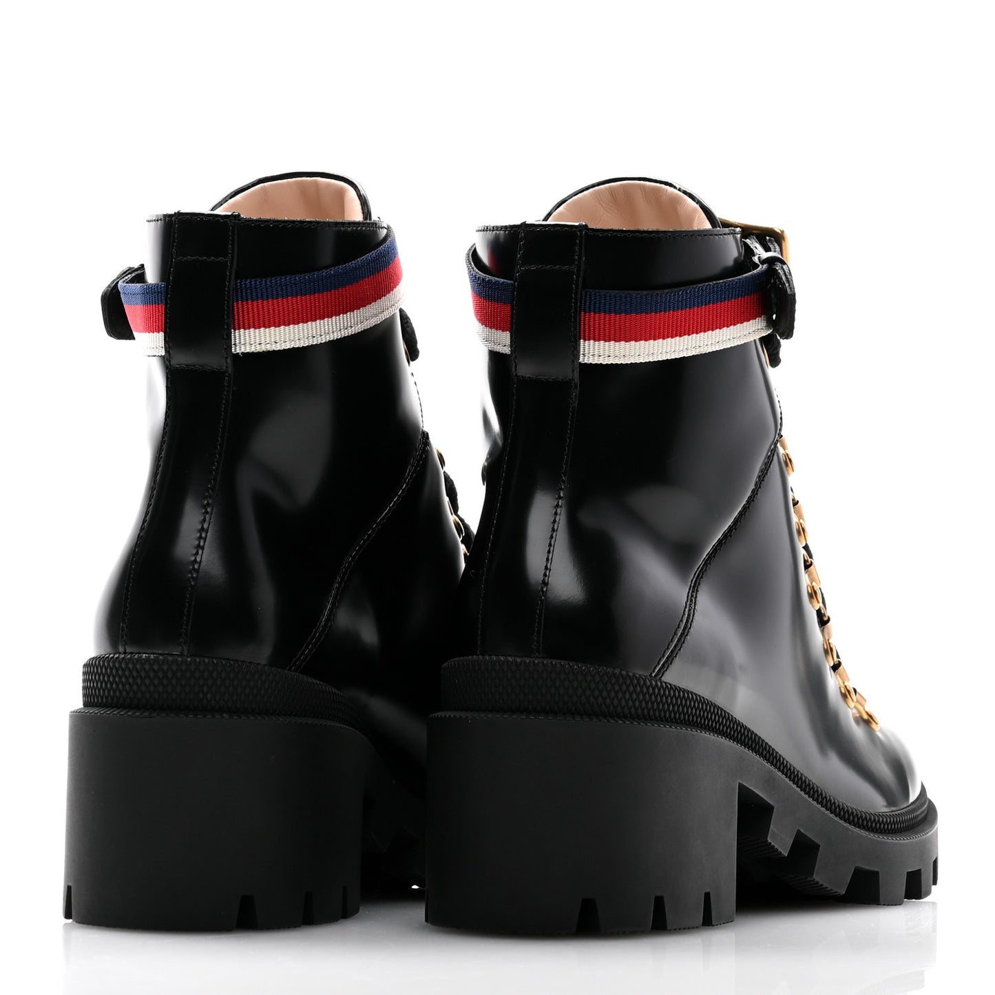 Calfskin Sylvie Web Womens Lace Up Combat Boots 37.5 Black