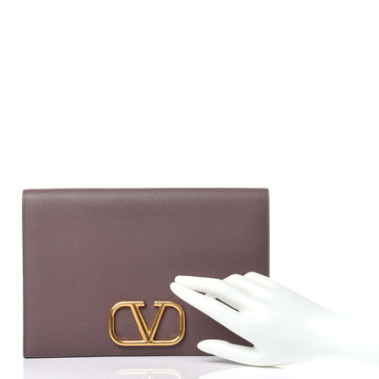 Valentino Garavani Grainy Calfskin Vlogo Signature Pouch Clay 2 of 10